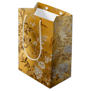 Gold Chinoiserie Floral Gift Bag