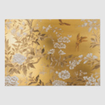 Gold Chinoiserie Floral Tissue Paper