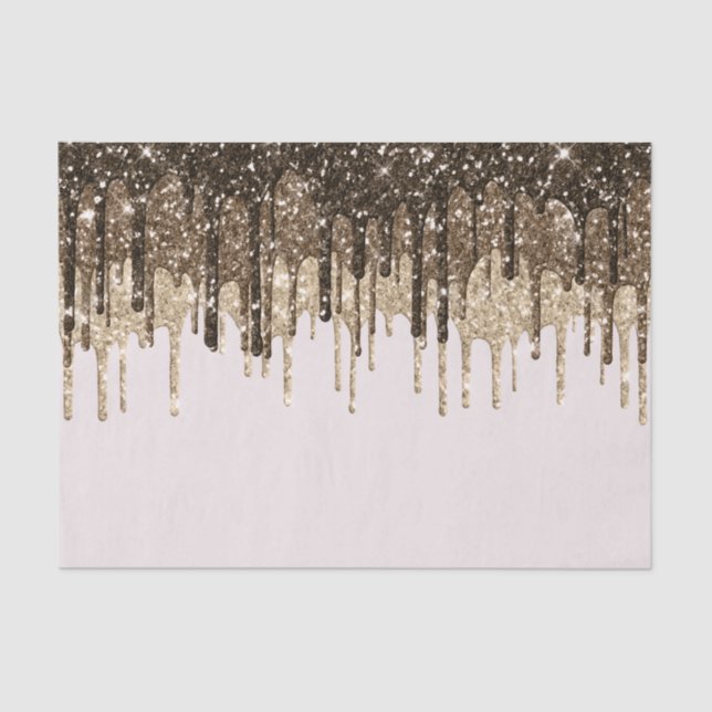 Gold Chocolate Ice Cream Glitter Drips Birthday Tissue Paper (Front)