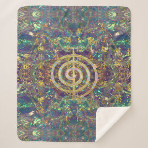 Gold Choku Rei Symbol and Reiki Precepts Sherpa Blanket