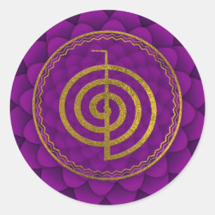 Gold  Choku Rei Symbol on lotus Classic Round Sticker