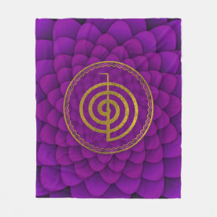Gold Choku Rei Symbol on lotus Fleece Blanket