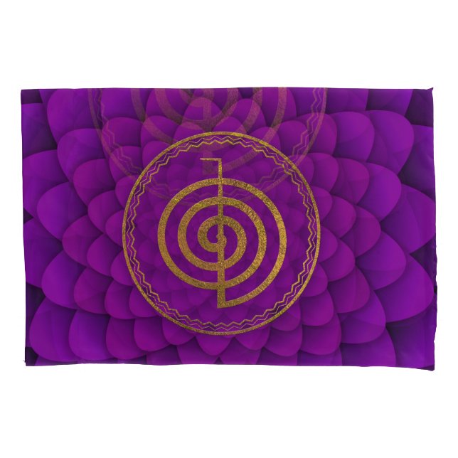 Gold  Choku Rei Symbol on lotus Pillowcase (Front)