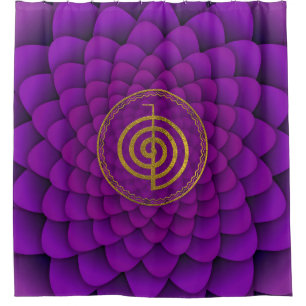 Gold  Choku Rei Symbol on lotus Shower Curtain