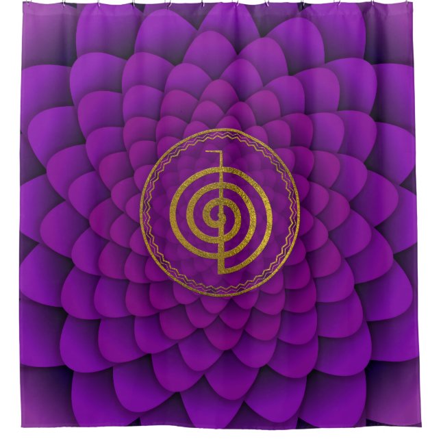 Gold  Choku Rei Symbol on lotus Shower Curtain (Front)