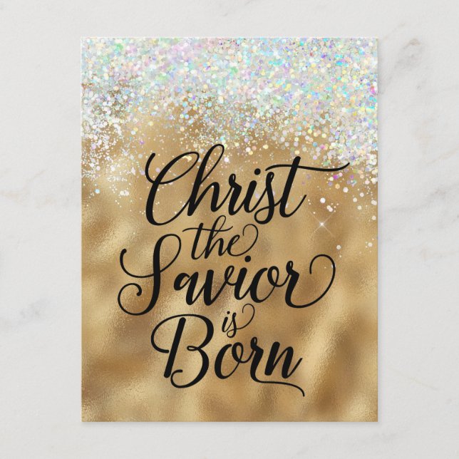Gold Christ the Saviour Christian Christmas Enclosure Card (Front)
