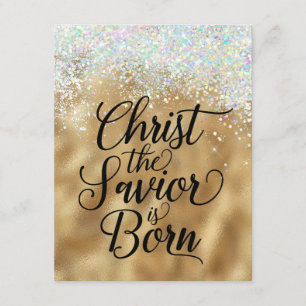 Gold Christ the Saviour Christian Christmas Enclosure Card