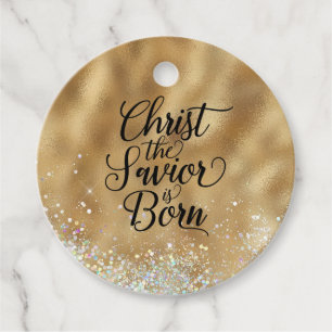Gold Christ the Saviour Christian Christmas  Favour Tags
