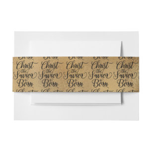 Gold Christ the Saviour Christian Christmas Invitation Belly Band