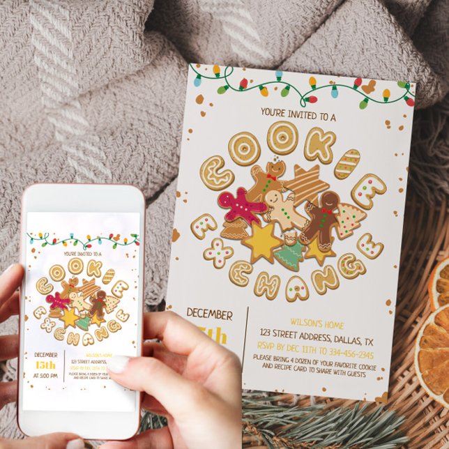 Gold Christams Cookie Exchange Invitation (Gold Christams Cookie Exchange Invitation)
