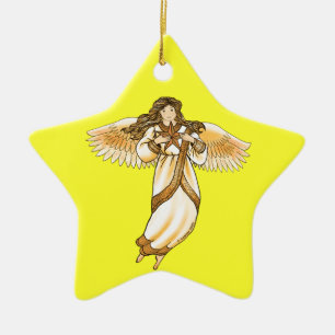 Gold Christian Angel  Ceramic Tree Decoration