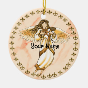 Gold Christian Angel  Ceramic Tree Decoration