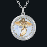 Gold Christian Angel  Silver Plated Necklace<br><div class="desc">Golden Angel necklace, t-shirts and Angel gifts by ArtMuvz Illustration. Beautiful Gold Angel t-shirt , Christian Angel birthday and christmas gifts, tote bag, mug, hat. Angel gifts are a thoughtful and meaningful way to show someone you care. Whether you're looking for a gift for a friend, family member, or loved...</div>
