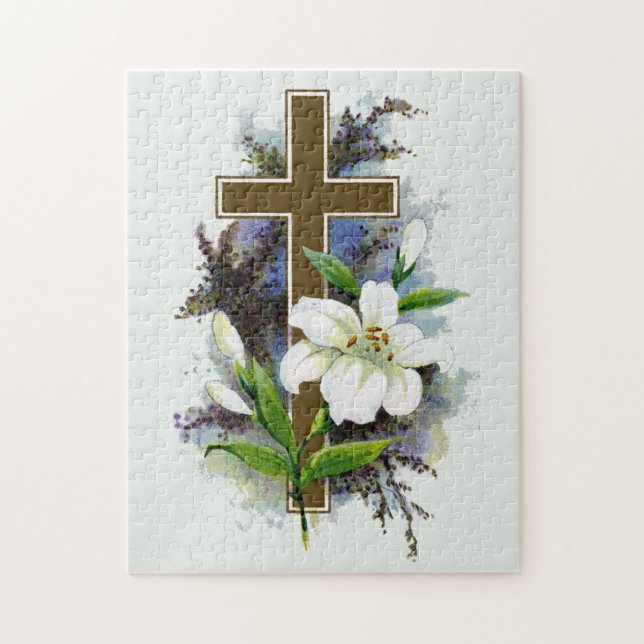 Gold Christian Cross Jigsaw Puzzle (Vertical)