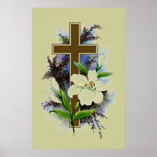 Gold Christian Cross Poster