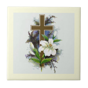 Gold Christian Cross Tile