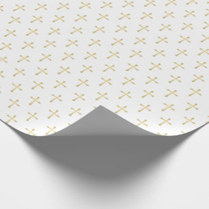 Gold Christian Crosses on White Wrapping Paper