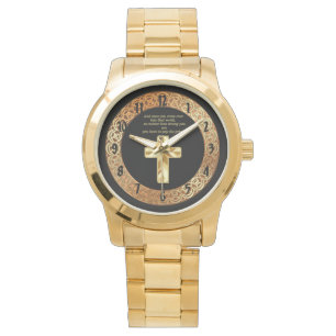 Gold Christian Crucifix Cross with funny saying Watch