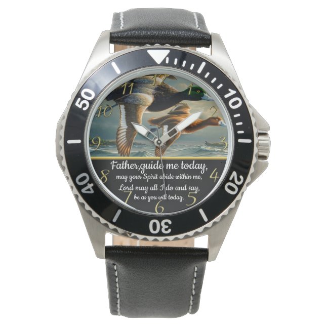 Gold Christian Faith cross with ducks  Watch (Front)