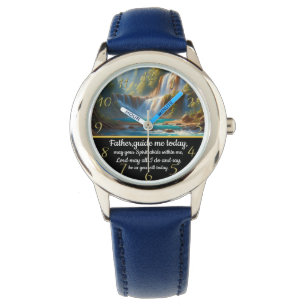 Gold Christian Faith cross with Father,guide me   Watch