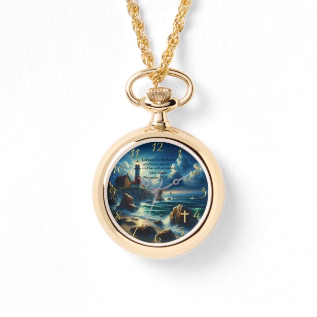 Gold Christian Faith cross with Where I go today,  Watch (Front)