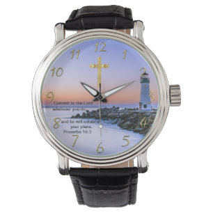 Gold Christian Faith cross with Where I go today, Watch