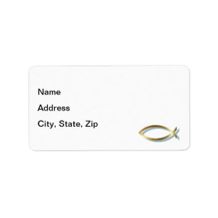 Gold Christian Fish Label