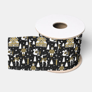Gold Christmas Aesthetic Pattern- Elegant Metallic Grosgrain Ribbon