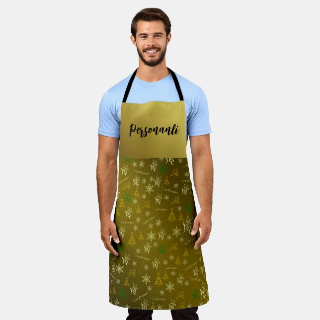 gold christmas  apron (Worn)