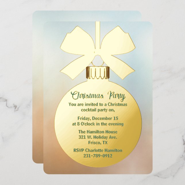 Gold Christmas Ball Ornament Holiday (Front/Back)