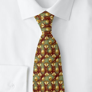 Gold Christmas Balls & Bells Tie