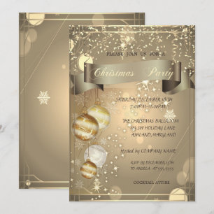 Gold,Christmas Balls  Company Christmas Party Invitation
