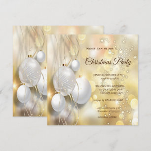 Gold,Christmas Balls  Company Christmas Party Invitation