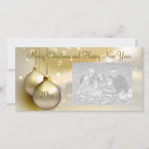 Gold Christmas Balls on Gold Holiday Card
