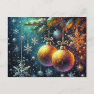 Gold Christmas Balls Postcard