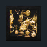 Gold Christmas Baubles Gift Box<br><div class="desc">Gold Christmas baubles and spiral pattern on Christmas gifts and accessories.</div>