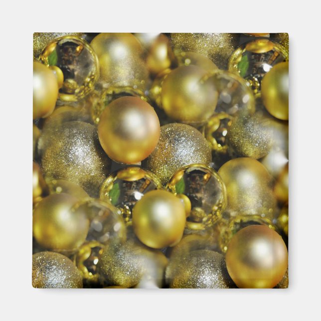 Gold Christmas Baubles Magnet (Front)