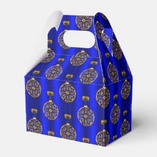 Gold Christmas Baubles on Blue Favour Box