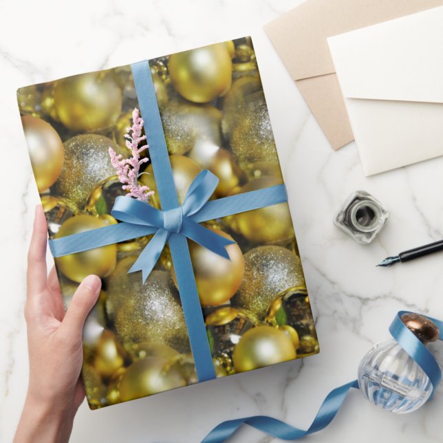 Gold Christmas Baubles Wrapping Paper (Creator Uploaded)
