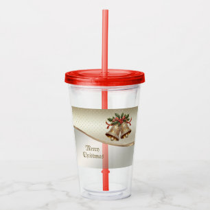 Gold Christmas Bells Holiday Acrylic Tumbler