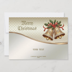 Gold Christmas Bells Holiday Card