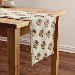 Gold Christmas Bells Holiday Table Runner
