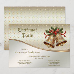 Gold Christmas Bells Party Invitation