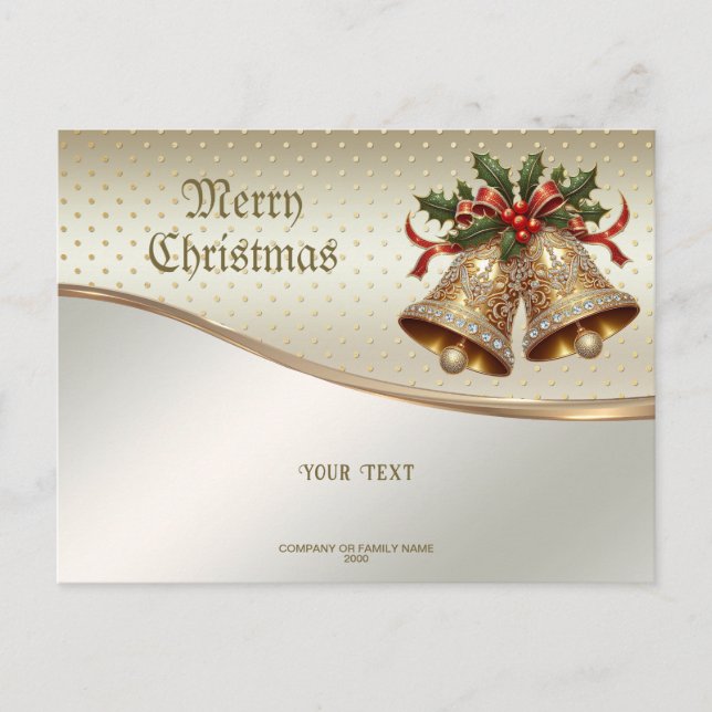 Gold Christmas Bells Postcard (Front)