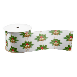 Gold Christmas Bells Satin Ribbon