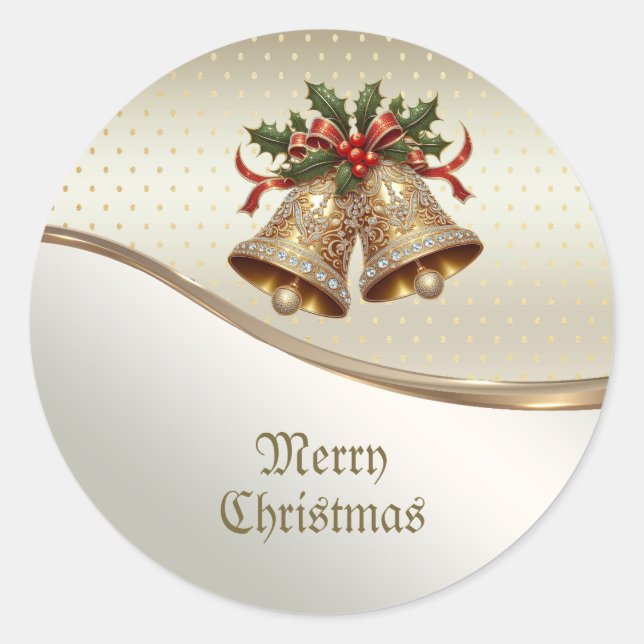 Gold Christmas Bells Sticker (Front)