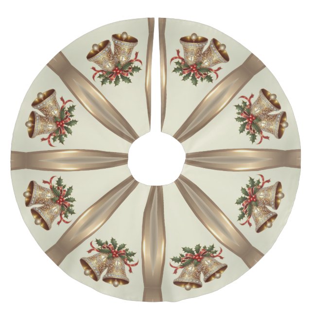 Gold Christmas Bells Tree Skirt (Front)