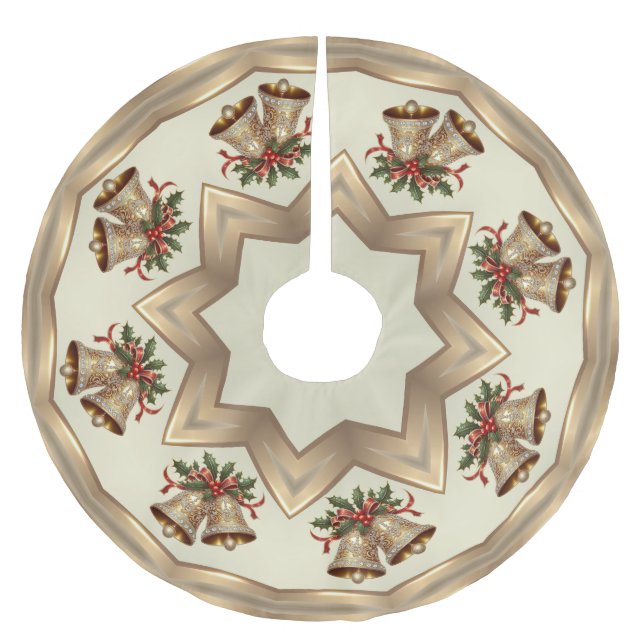 Gold Christmas Bells Tree Skirt (Front)