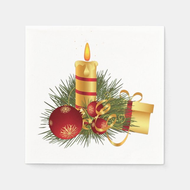Gold Christmas  Candle Napkin (Front)