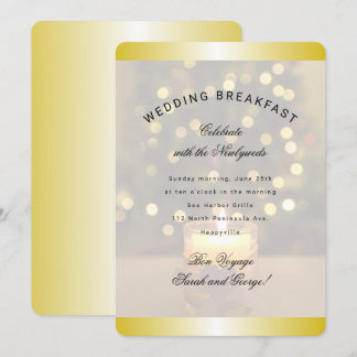 Gold Christmas Candle Wedding Breakfast Invitation